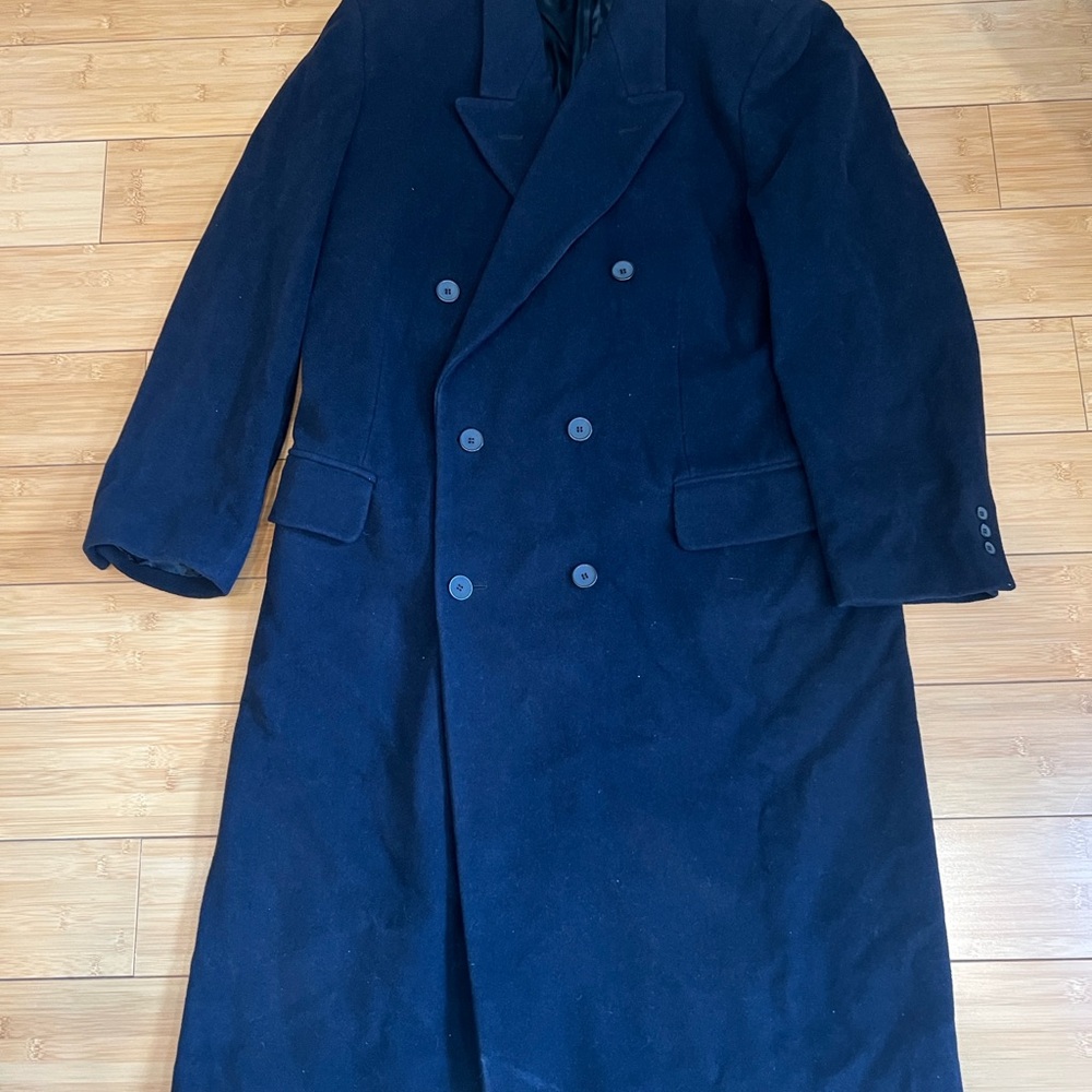 Vintage Wool And Cashmere Today’s Man Double Breasted Overcoat 44L Italy Fabric
